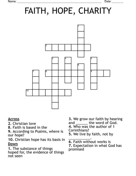 PARTNER OF HOPE AND CHARITY Crossword clue.
